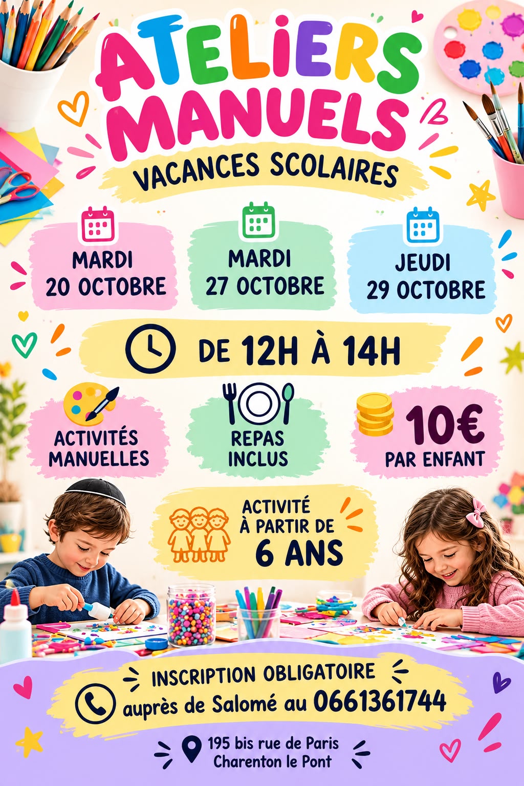 Ateliers Manuels - Vacances Scolaires